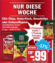 2 Chio Chips, funny-frisch, Kesselchips oder Erdnussflippies kaufen = 1 Packung Cornados GRATIS