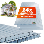 14er-Set Gardebruk Hohlkammerstegplatten 121x60,5cm Transparent max. 10,25m&sup2;