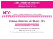 15% bei Lace auf Dessous, Bademode und Blusen und GRATIS Versand (MBW 25&euro;)