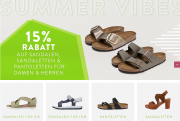 15% Extra-Rabatt auf alle Sandalen, Sandaletten und Pantoletten f&uuml;r Damen und Herren bei Mirapodo