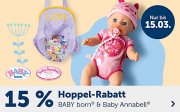 15% Extra-Rabatt auf alles von Baby Born und Baby Annabell bei MyToys