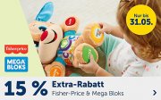 15% Extra-Rabatt auf alles von Fisher-Price und Mega Bloks bei MyToys