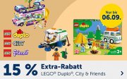15% Extra-Rabatt auf alles von LEGO City, Friends & Duplo bei MyToys