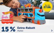 15% Extra-Rabatt auf alles von Mattel bei MyToys