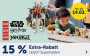 15% Extra-Rabatt auf Artikel von LEGO Ninjago, Super Mario, Star Wars und Harry Potter bei MyToys