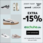 15% Extra-Rabatt auf ausgew&auml;hlte bereits reduzierte Schuhe f&uuml;r Damen, Herren und Kinder bei eSchuhe
