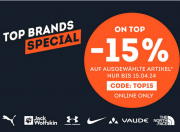 15% Extra-Rabatt auf ausgew&auml;hlte Marken wie Nike, Puma, Under Armour und mehr bei SportScheck