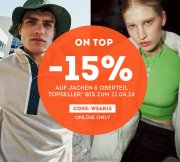15% Extra-Rabatt auf bereits reduzierte Jacken & Oberteil Topseller bei SportScheck
