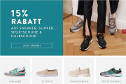 15% Extra-Rabatt auf Sneaker, Slipper, Sportschuhe und Halbschuhe f&uuml;r Damen und Herren bei Mirapodo