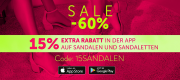 15% Extra-Rabatt in der App auf alle bereits reduzierte Sandalen und Sandaletten im Mirapodo Shop