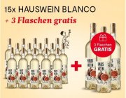 15 Flaschen Hauswein Nr. 2 Blanco + 3 Flaschen Gratis f&uuml;r 67,50&euro;