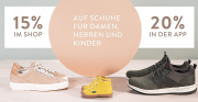 15% online oder 20% in der App auf &uuml;ber 85.000 Schuhe f&uuml;r Damen, Herren und Kinder im Mirapodo Shop
