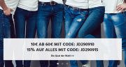 15% Rabatt auf ALLES und 10 Euro Rabatt ab 60 Euro Bestellwert im Jeans Direct Shop