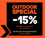 15% Rabatt auf ausgesuchte Outdoor Kleidung und Schuhe bei SportScheck