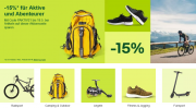 15% Rabatt auf ausgesuchte Sport und Reisen Artikel bei Ebay
