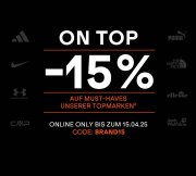 15% Rabatt auf ausgesuchte Topmarken Kleidung, Schuhe und Sportausr&uuml;stung bei SportScheck