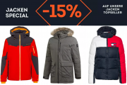 15% Rabatt auf ausgew&auml;hlte Jacken im SportScheck Shop