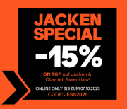 15% Rabatt auf ausgew&auml;hlte Jacken & Oberteil Essentials bei SportScheck
