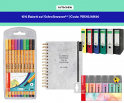 15% Rabatt auf das gesamte Schreibwaren Sortiment im Thalia Shop