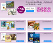 15% Rabatt auf die sch&ouml;nsten Kalender 2022 im eBook Shop