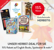 15% Rabatt auf Filme, Musik, B&uuml;cher & H&ouml;rb&uuml;cher, Spielwaren und mehr bei Hugendubel