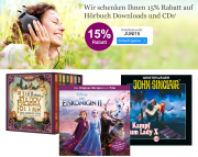 15% Rabatt auf H&ouml;rbuch Downloads & H&ouml;rbuch CDs im eBook Shop