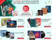 15% Rabatt auf Kalender, Spiele, Filme, Musik & mehr bei Hugendubel