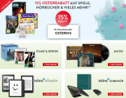 15% Rabatt auf Spiele, H&ouml;rb&uuml;cher und mehr bei Hugendubel