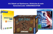 15% Rabatt auf Spielwaren, Filme, Software, Schreibwaren, H&ouml;rb&uuml;cher und H&ouml;rbuch-Downloads bei Thalia