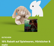 15% Rabatt auf Spielwaren, Filme, Software, Schreibwaren, H&ouml;rb&uuml;cher und H&ouml;rbuch-Downloads bei Thalia