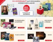 15% Rabatt auf Spielwaren, H&ouml;rb&uuml;cher, Filme, Musik & mehr bei Hugendubel