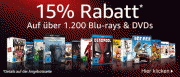 15% Rabatt auf &uuml;ber 1.200 Blu-rays und DVDs.