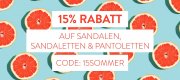 15% Rabatt auf &uuml;ber 12.000 Sandalen, Sandaletten und Pantoletten im Mirapodo Shop