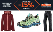 15% Rabatt auf Wanderkleidung und Wanderschuhe im SportScheck Shop