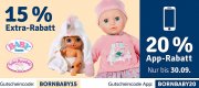 15% Rabatt online & 20% Rabatt in der App auf Baby Born und Baby Anabell im MyToys Shop
