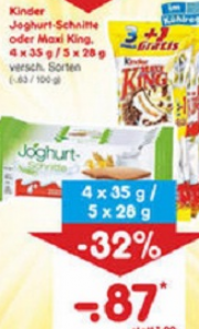 Kinder Joghurt-Schnitte und Maxi King
