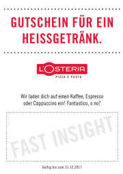 1 Kaffee, Cappuccino oder Espresso gratis bei L'Osteria deutschlandweit