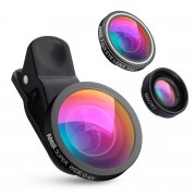 AMIR Fisheye Objektiv, 3 in 1 Clip-On Fischauge Objektiv