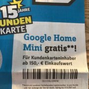 Google Home Mini gratis bei Conrad mit Kundenkarte ab 150,- MBW 