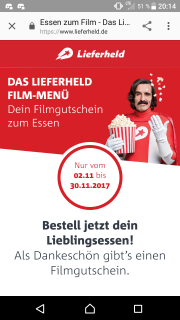 Filmgutschein von Lieferheld 