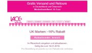 16% bei Lace auf UK-Marken und GRATIS Versand (MBW 25&euro;)