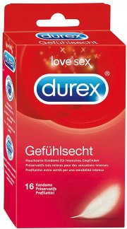 Schnell sein! Durex Gef&uuml;hlsecht Kondome, hauchzart f&uuml;r intensives Empfinden, 16er Pack