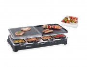 Severin RG 2341 Raclette-Partygrill mit Naturgrillstein (1500 W, 8 Pf&auml;nnchen) schwarz 