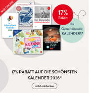 17% Rabatt auf alle Kalender f&uuml;r 2026 bei Hugendubel