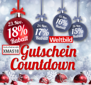 Gutschein-Countdown bei Weltbild mit bis zu 18 % Rabatt auch auf bereits reduzierte Artikel