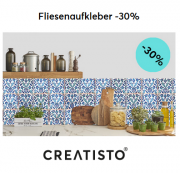 Heute bekommt ihr bei Creatisto 30 % Rabatt auf alle Fliesenaufkleber