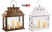 Zauberhafte Holzlaterne inkl. 3 LED-Kerzen in Braun oder Wei&szlig; nur noch 33,94 Euro inkl. Versand