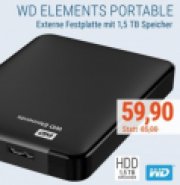 Externe Festplatte Western Digital Elements Portable 1.5TB f&uuml;r nur 59,90 Euro statt 69&euro;