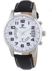Time Piece Herren-Armbanduhr XL Funk Analog Quarz Leder TPGS-10286-12L 