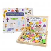 Holzpuzzle Waldtiere, Magnetisches Holzpuzzle, Baum Zoo mit 123 Stk f&uuml;r Kinder ab 3 Jahre